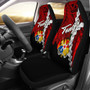 Tonga Polynesian Car Seat Covers - Tribal Wave Tattoo Flag Color