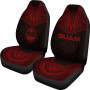 Guam Car Seat Cover - Guam Coat Of Arms Polynesian Chief Tattoo Red Version