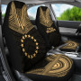 Cook Islands Car Seat Cover - Cook Islands Flag Polynesian Chief Tattoo Gold Version