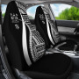 Fiji Car Seat Covers - White Polynesian Tentacle Tribal Pattern Crest
