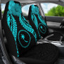 Chuuk Polynesian Car Seat Covers Pride Seal And Hibiscus Neon Blue