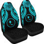 Chuuk Polynesian Car Seat Covers Pride Seal And Hibiscus Neon Blue