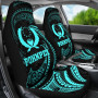 Pohnpei Micronesian Car Seat Covers - Neon Blue Tribal Wave