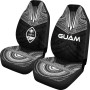 Guam Car Seat Cover - Guam Coat Of Arms Polynesian Chief Tattoo Black Version