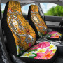 Guam Custom Personalised Car Seat Covers - Turtle Plumeria (Gold)
