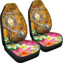 Guam Custom Personalised Car Seat Covers - Turtle Plumeria (Gold)