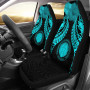 Northern Mariana Islands Polynesian Car Seat Covers Pride Seal And Hibiscus Neon Blue