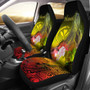 Polynesian Hawaii Car Seat Covers - Kanaka Maoli Humpback Whale with Tropical Flowers (Yellow)