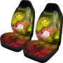 Polynesian Hawaii Car Seat Covers - Kanaka Maoli Humpback Whale with Tropical Flowers (Yellow)