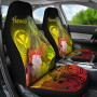 Polynesian Hawaii Car Seat Covers - Kanaka Maoli Humpback Whale with Tropical Flowers (Yellow)