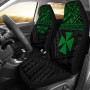 Wallis And Futuna Car Seat Covers - Wallis And Futuna Green Coat Of Arms Polynesian Tattoo