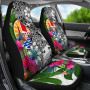 Tahiti Car Seat Covers White - Turtle Plumeria Banana Leaf