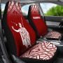 Hawaii Car Seat Covers - Kamehameha King Polynesian Tattoo Fog Red