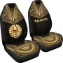 Tahiti Car Seat Cover - Tahiti Flag Polynesian Chief Tattoo Gold Version