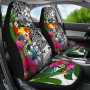 Tonga Car Seat Covers White - Turtle Plumeria Banana Leaf