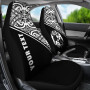 Tonga Custom Personalised Car Seat Covers - Tonga Coat Of Arms Polynesian White Curve