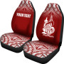 New Caledonia Custom Personalised Car Seat Covers - New Caledonia Coat Of Arms Polynesian Tattoo Fog Red