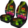 Tuvalu Polynesian Personalised Car Seat Covers -  Hibiscus and Banana Leaves