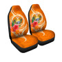Nauru Polynesian Car Seat Covers - Orange Floral With Seal