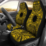 Cook Islands Car Seat Cover - Cook Islands Coat Of Arms Polynesian Gold Black