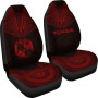 Tonga Car Seat Cover - Tonga Coat Of Arms Polynesian Chief Tattoo Deep Red Version