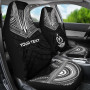 Vanuatu Custom Personalised Car Seat Cover - Vanuatu Coat Of Arms Polynesian Chief Tattoo Black Version