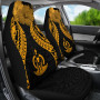 Vanuatu Polynesian Car Seat Covers Pride Seal And Hibiscus Gold