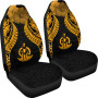 Vanuatu Polynesian Car Seat Covers Pride Seal And Hibiscus Gold