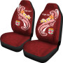 Fiji Custom Personalised Car Seat Covers - Fiji Seal  Polynesian Patterns Plumeria (Red)