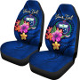 Samoa Polynesian Custom Personalised Car Seat Covers - Floral With Seal Blue
