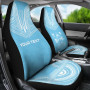 Fiji Custom Personalised Car Seat Cover - Fiji Coat Of Arms Polynesian Chief Tattoo Light Blue Version