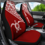 Hawaii Custom Personalised Car Seat Covers - Polynesian White Turtle Curve Red
