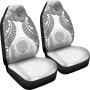 Northern Mariana Islands Polynesian Car Seat Covers Pride Seal And Hibiscus White