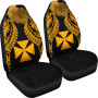 Wallis And Futuna Polynesian Car Seat Covers Pride Seal And Hibiscus Gold