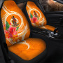 Vanuatu Polynesian Car Seat Covers - Orange Floral With Seal