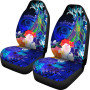 Pohnpei Custom Personalised Car Seat Covers - Humpback Whale with Tropical Flowers (Blue)