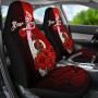 Vanuatu Polynesian Custom Personalised Car Seat Covers - Coat Of Arm With Hibiscus