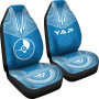 Yap Car Seat Cover - Yap Flag Polynesian Chief Tattoo Blue Version