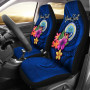 Federated States of Micronesia Custom Personalised Car Seat Covers - Floral With Seal Blue