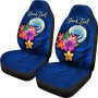 Federated States of Micronesia Custom Personalised Car Seat Covers - Floral With Seal Blue