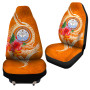 Marshall Islands Polynesian Car Seat Covers - Orange Floral With Seal