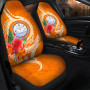 Marshall Islands Polynesian Car Seat Covers - Orange Floral With Seal