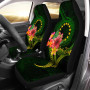 Cook Islands Polynesian Custom Personalised Car Seat Covers - Floral With Seal Flag Color