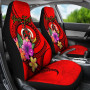 Vanuatu Polynesian Custom Personalised Car Seat Covers - Floral With Seal Red