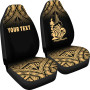 New Caledonia Custom Personalised Car Seat Covers - New Caledonia Coat Of Arms Polynesian Fog Gold