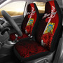 Tuvalu Polynesian Custom Personalised Car Seat Covers - Coat Of Arm With Hibiscus