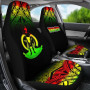 Vanuatu Custom Personalised Car Seat Covers - Vanuatu Coat Of Arms Fog Reggae Style