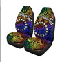 Cook Islands Custom Personalised Car Seat Covers - Rainbow Polynesian Pattern