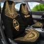 Guam Car Seat Cover - Guam Coat Of Arms Polynesian Chief Tattoo Gold Version