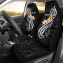 Pohnpei Custom Personalised Car Seat Covers - Pohnpei Seal Polynesian Patterns Plumeria (Black)